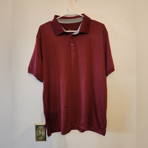 Mio Marino Golf Polo Shirts Men Comfortable Stretch Short Sleeve Burgundy Large - Picture 1 of 3